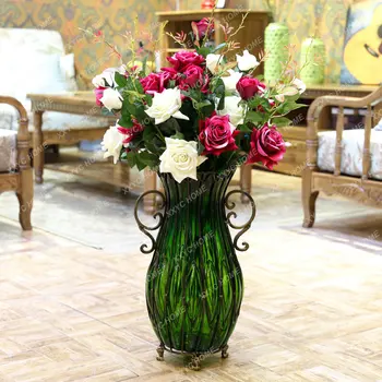 Большая ваза Для украшения комнаты Композиция из сухих цветов Большая Напольная подставка Имитация цветочных наборов Современный минималистичный Декоративный букет