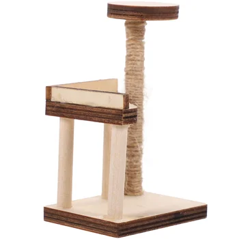 Украшение для домашнего рабочего стола, мини-кошка, декор для дерева, деревянная модель, деревянная мебель, миниатюрный макет, реквизит
