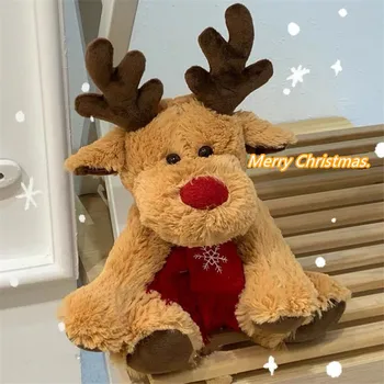 Рождественский шарф с оленем, Плюшевая кукла, Рождественские украшения для дома, Плюшевые игрушки для детей, Новогодние подарки 2024 Navida Noel Decor