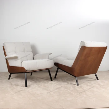 Скандинавский современный диван-кресло, кресло для отдыха для одного человека, искусство ткани, дизайнер из орехового дерева, небольшая стойка регистрации