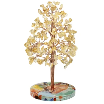 Натуральный агатовый кристалл денежное дерево Процветания и изобилия, медная проволока, дерево жизни, счастливое дерево