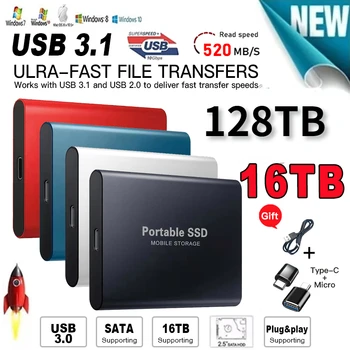 Портативный накопитель SSD 2 ТБ Внешний твердотельный накопитель M.2 USB 3.1 Высокоскоростной SSD 500 ГБ Внешний жесткий диск для ноутбука Бесплатная доставка SSD для ноутбука