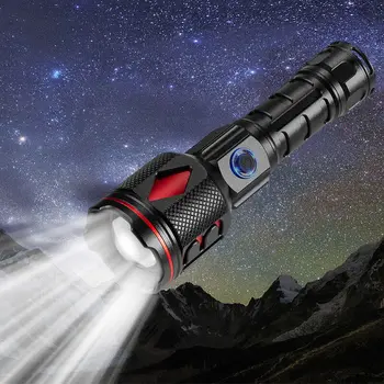 Мощный USB-перезаряжаемый фонарик с зумом, светодиодный белый лазер, многофункциональное наружное освещение дальнего действия, поисковые огни