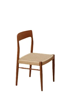 Обеденный стул из массива дерева PQF, домашний Минималистичный Письменный стул, Кресло для балкона, Плетеное из веревки.