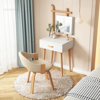 Туалетный столик для спальни в скандинавском стиле из массива дерева, современный минималистичный туалетный столик для спальни в маленькой квартире, туалетные столики для магазина одежды, выдвижной комод