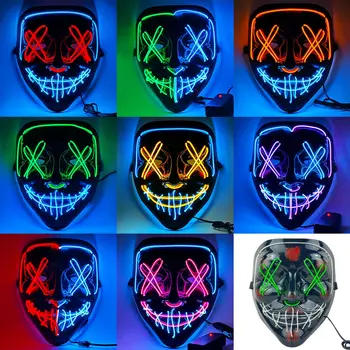 Маска на Хэллоуин Реквизит Halloween Scary Colplay, очищающая маска со светодиодной подсветкой, маска для маскарада на Хэллоуин, принадлежности для костюмов для косплея