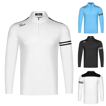 Мужская футболка для гольфа, весенне-осенняя спортивная одежда для гольфа, рубашка с длинным рукавом, дышащие рубашки поло сухой посадки для мужчин