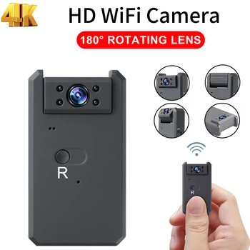 Мини-камера Wifi 4K HD с поворотом на 180 градусов Беспроводной Умный Дом Видеорегистратор ночного видения с обнаружением движения Маленькая IP-видеокамера R