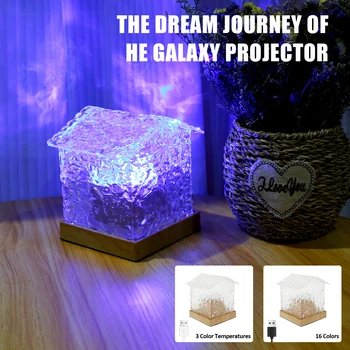 Проектор Galaxy Light с дистанционным управлением, 16 цветов, затемняемая водяная рябь, Сенсорная подсветка, 4 режима освещения, Светодиодная лампа для проектора