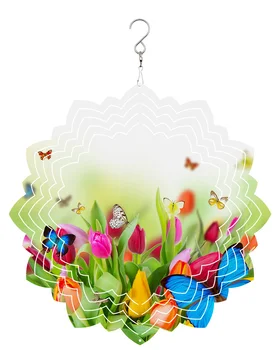 Бабочка, лист тюльпана, цветок, Уличный Колокольчик, Садовый Балкон, Подвесное украшение для дома из нержавеющей стали, 3D Вращающийся ветряк