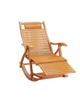 Кресло-качалка, кресло для отдыха на домашнем балконе, Бамбуковое кресло-качалка для взрослых, Ленивое Плетеное из ротанга Кресло для пожилых людей