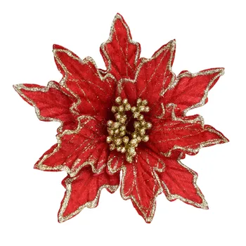 Рождественский искусственный цветок, украшение Рождественской елки, искусственный подвесной цветок, имитирующий декоративный цветок для домашнего фестиваля