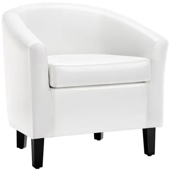 Кресло для ванны с бочкообразным подлокотником, обитым искусственной кожей, кресло для отдыха White egg chair
