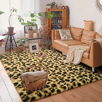 LOCHAS room decor rug Роскошный Мохнатый Леопардовый Ковер для гостиной, ковры для украшения дома, ковры для спальни, мягкий Ковер Большой Площади