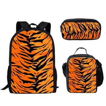 Дизайн в тигровую полоску, набор школьных сумок из 3шт. для мальчиков-подростков, школьный рюкзак для девочек, рюкзак для студентов, сумка для книг Mochila Infantil