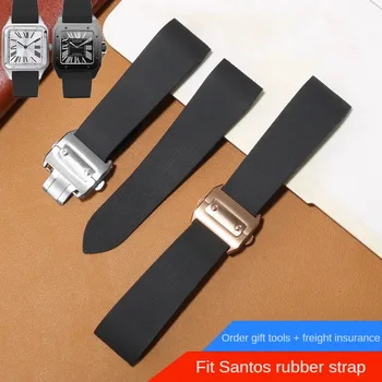 Замена резинового ремешка для часов с двойной кнопкой Butterfly серии Sandos Santos Силиконовый ремешок для часов с плоским интерфейсом 25 мм