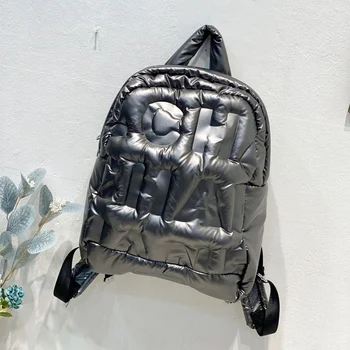 2023 Новые женские рюкзаки, рюкзак с буквенным принтом, осенне-зимняя модная хлопковая однотонная школьная сумка большой емкости