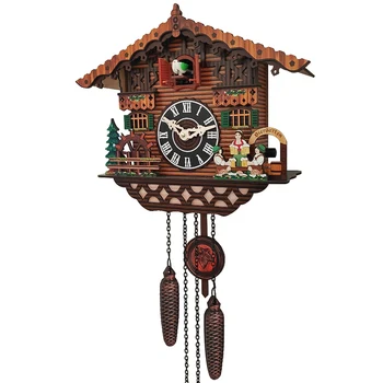Деревянные часы Настенные часы Птичий будильник Часы с кукушкой для украшения детской комнаты