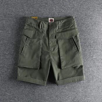 OKONKWO, Мягкие холщовые рабочие шорты с несколькими сумками, Европейские винтажные брюки с разрезом посередине, Походные комбинезоны для кемпинга