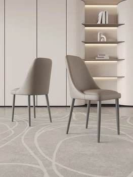 Итальянский минималистичный обеденный стул, современный минималистичный ресторан, домашняя спинка, роскошный дизайнерский кожаный художественный стул Nordic