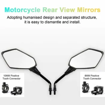 1 Пара зеркал заднего вида для мотоциклов, отражающих зеркала для мотоциклов, электровелосипедов, скутеров, Фиксированный кронштейн зеркала заднего вида