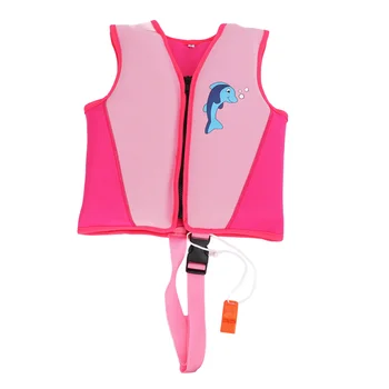 Розовый детский плавательный жилет из неопрена EPE, мягкий, износостойкий, высокая безопасность, Хорошая плавучесть, предотвращает натирание, детский плавательный жилет со свистком