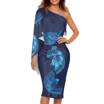 Традиционные сексуальные платья, хит продаж, женская дешевая одежда в обтяжку на одно плечо, летняя элегантная женская одежда с принтом пальмовых листьев