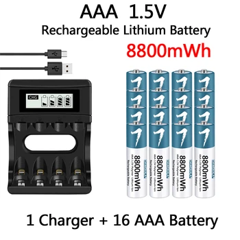 Батарейка типа ААА 1,5 В Полимерная литий-ионная аккумуляторная батарея Типа ААА для мыши с дистанционным управлением, электрическая игрушка с USB-зарядным устройством