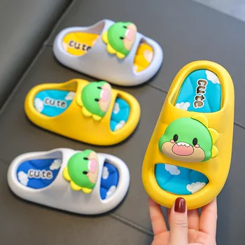 Детские 3D тапочки с динозавром из мультфильма, Дышащая мягкая детская летняя пляжная обувь для мальчиков и девочек, уличные домашние тапочки для девочек