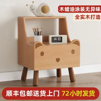 Прикроватный столик из массива дерева, детский мультфильм, современная простая маленькая ультраузкая спальня, прикроватная тумбочка, шкаф для хранения