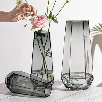 Креативное профилирование Стеклянная ваза для цветов Ins Бутылка для цветов Прозрачная Гидропонная ваза Стеклянная бутылка для цветов Украшение рабочего стола