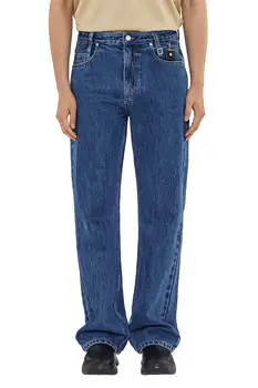Оригинальные синие универсальные повседневные джинсы с прямыми штанинами в стиле УЕНМИ в тон