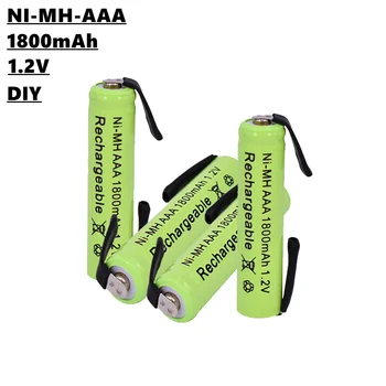 Аккумуляторная батарея AAA NiMH, 1,2 В, 1800 мАч, стабильная зарядка, безопасная, со сварочными штифтами, для электробритвы, электрической зубной щетки