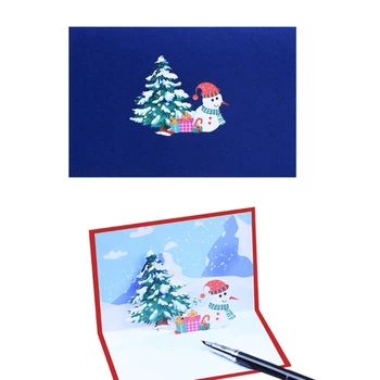 Креативная рождественская открытка в виде 3D-елки со снеговиком, восхитительные поздравления и праздничный вид