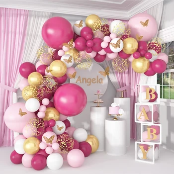 Комплект Арки с розовой Гирляндой из воздушных шаров, Декор для вечеринки в честь Дня рождения детей, Баллон Globos на День рождения, Свадебные принадлежности, Латексный Баллон для Душа ребенка