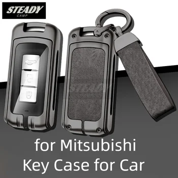Кожаный чехол для ключей от автомобиля из цинкового сплава для Mitsubishi Outlander Lancer Pajero, металлический защитный чехол, брелок для ключей, Автоаксессуары
