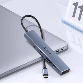 4 Порта USB C Концентратор 2xUSB 2xTypeC Док-станция USB-адаптер Корпус из алюминиевого сплава Быстрая Передача данных 10 Гбит/с F19E