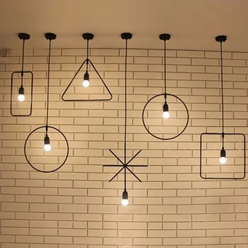 Подвесные светильники в скандинавском минималистичном стиле ЛОФТ, творческая личность, геометрическое украшение из кованого железа, балкон, магазин одежды, барная лампа