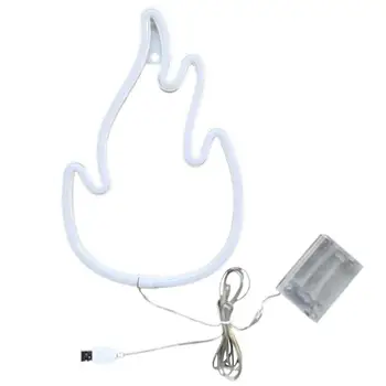Неоновый ночник Реалистичная светодиодная форма неонового света с пламенем Лампа с Usb / батарейным питанием для украшения рабочего стола Светодиод без мерцания