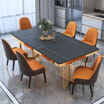 Мраморный Современный роскошный стол и обеденный стул Simple Restaurant Rock Plate Moveis Para Casa Мебель для дома
