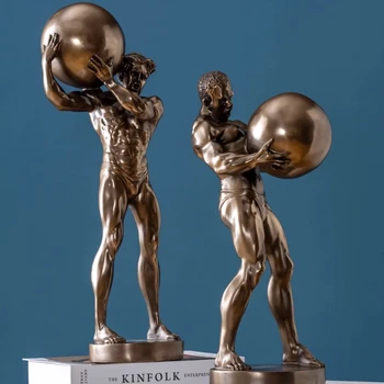 Абстрактный Геркулес, Поднимающий мяч, Фигура мускулистого человека, Статуя из смолы, Орнамент, Вход в гостиную, Украшение рабочего стола в офисе, Поделки