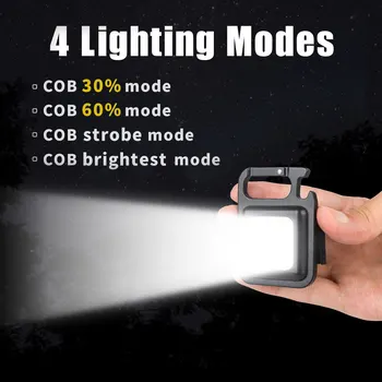 Мини-COB 500LM Световой брелок Многофункциональный USB-зарядка Аварийное освещение Открытый кемпинг 500 мАч Сильный магнитный фонарик