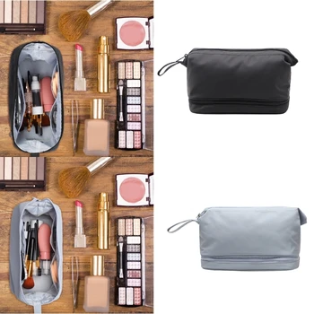 Двухслойная косметичка с ручкой, водонепроницаемая сумка для хранения туалетных принадлежностей, Женская Повседневная дорожная сумка для макияжа большой емкости
