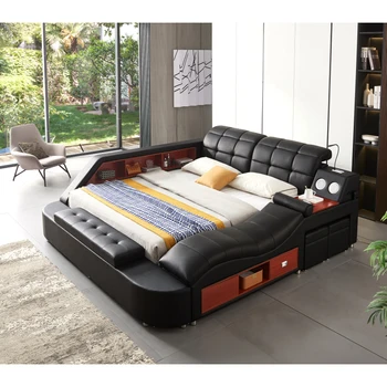 Черный Каркас Многофункциональной мягкой кровати для хранения размера 