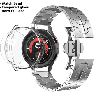 3шт для Samsung Galaxy Watch 4 5 40 мм 44 мм 4 классический 46 мм 42 мм Корпус + Металлический Ремешок + Закаленное Стекло для Galaxy Watch 5 Pro 45 мм Ремешок
