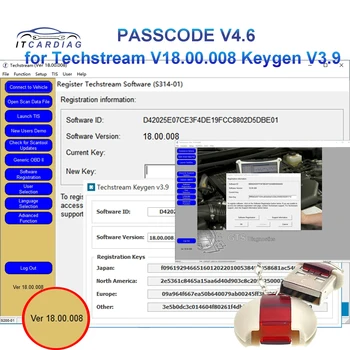 Код ДОСТУПА V4.6 V4.5 для Techstream V18.00.008 Регистрация программного обеспечения Keygen v3.9 Калькулятор Сброса смарт-кода для Toyota / Scion / Lexu