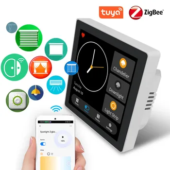 Tuya Smart Home Multiple Zigbee Панель Управления с Сенсорным ЖК-экраном 3 Банды Смарт-Переключатель Zigbee Gateway Alexia для Домашней Голосовой Команды