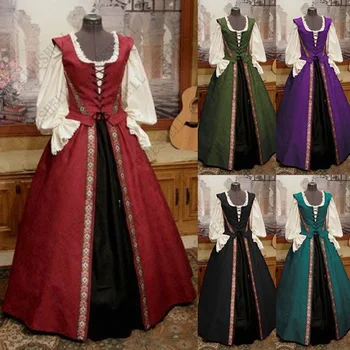 Карнавальные костюмы на Хэллоуин для женщин, костюмы для взрослых, косплей, платье средневекового Ренессанса, платье принцессы Дворца Виктория