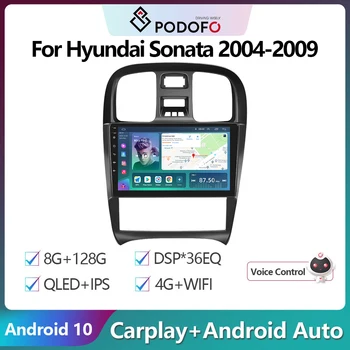 Podofo 2Din Android Автомобильный радиоприемник, мультимедийный видеоплеер для Hyundai Sonata 2004-2009 GPS-навигация Carplay Авто Стерео головное устройство