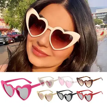 Солнцезащитные очки в форме сердца для женщин Модные солнцезащитные очки Love Heart с защитой от UV400, Винтажные солнцезащитные очки, женские аксессуары